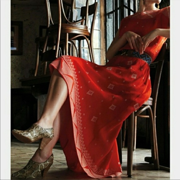 Anthropologie Dresses & Skirts - Anthropologie Floreat High Low Red Dress Pockets